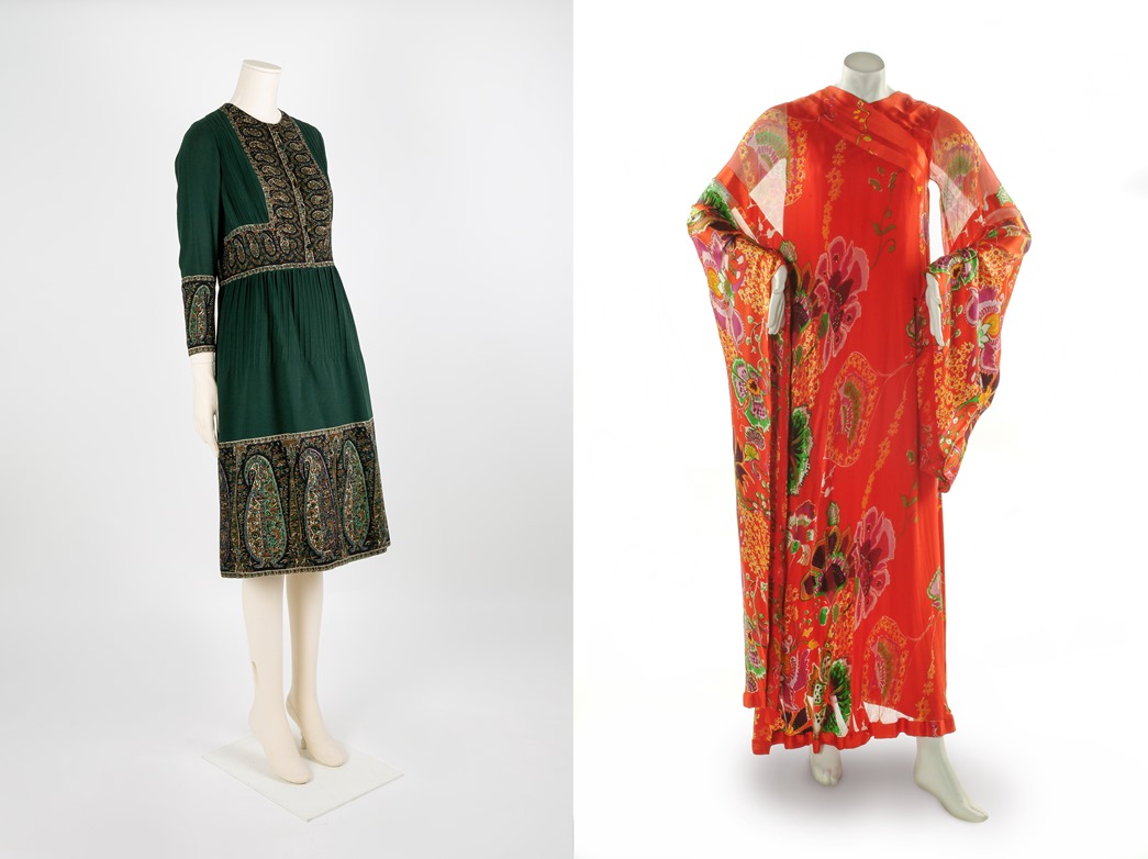 David Sassoon and the world
The green Jaipur dress (left, courtesy Fashion Museum Bath) brings in traditional motifs from Iran and India, while David took inspiration from the colours and silhouettes of traditional Chinese garments for the red creation. (ID no.: 2000.292)
