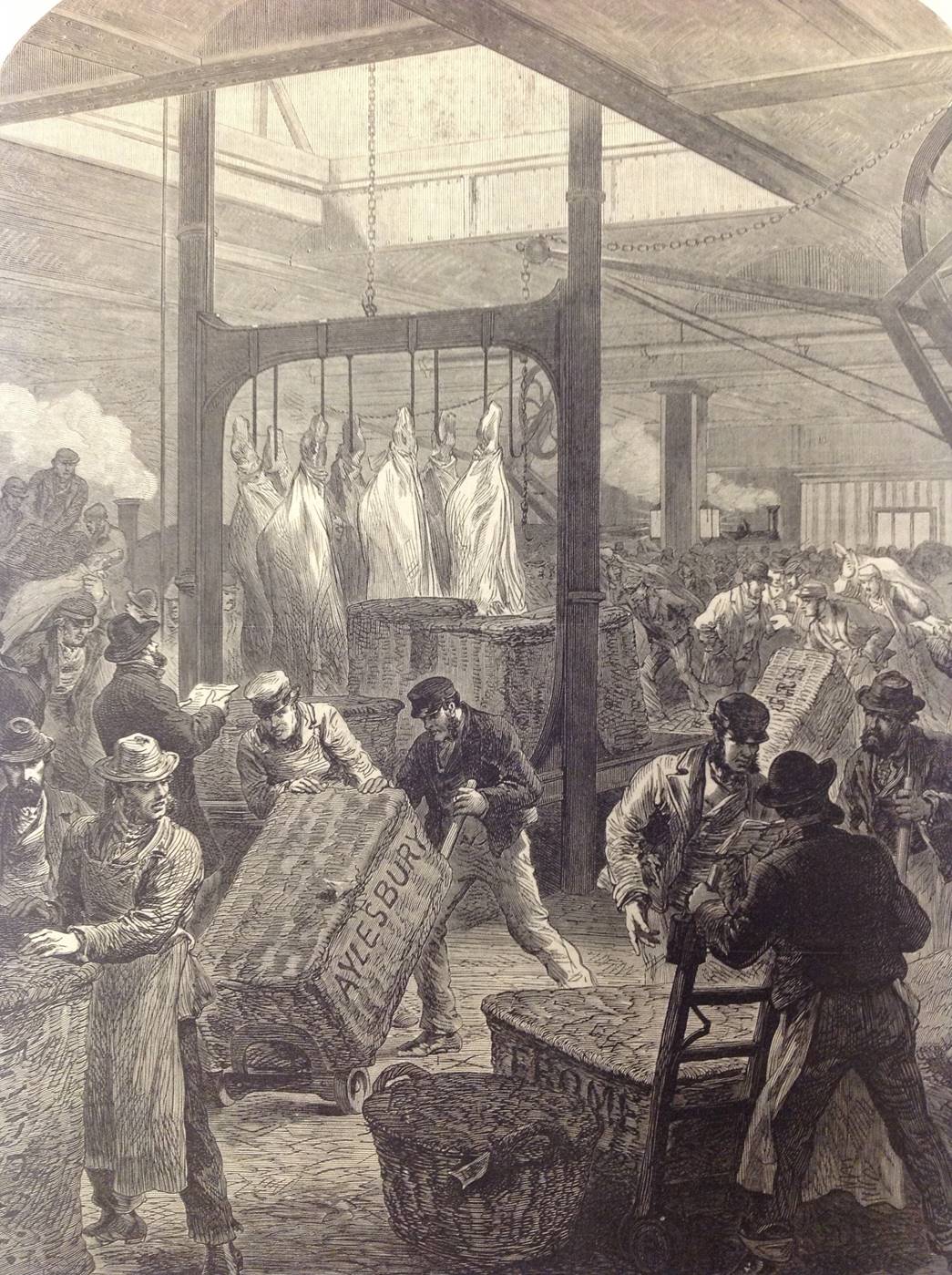 Arrival of an early Meat Train, 15 January 1870. Illustrated New Weekly. (ID no.: LIB4774/15)