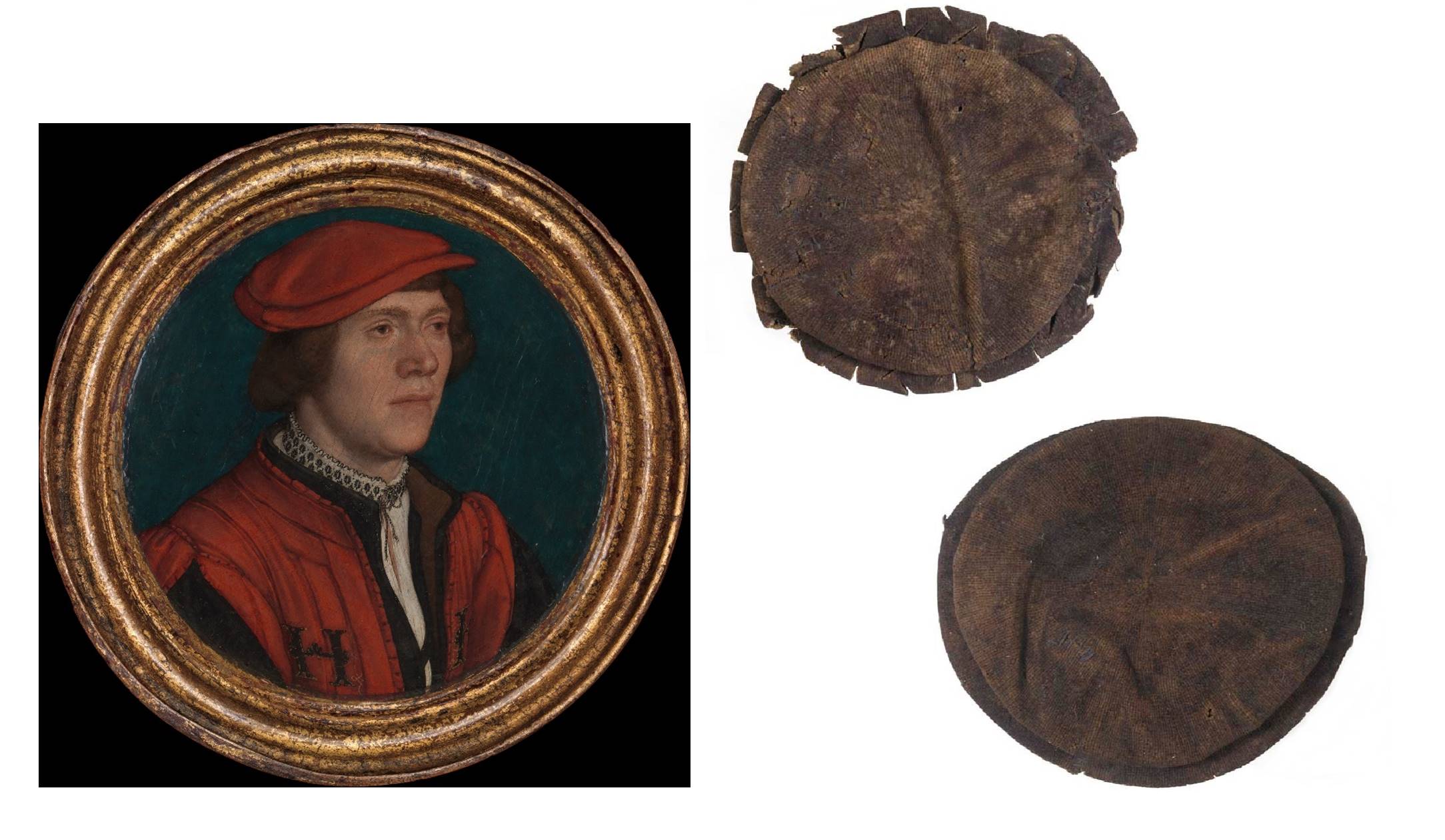 Woollen caps like the two on the left (ID nos: A6340, A6345) would have been worn by men as depicted in this ‘Portrait of a Man in a Red Cap’, 1532–35, by Hans Holbein the Younger. (Courtesy: The Metropolitan Museum of Art/Public domain)