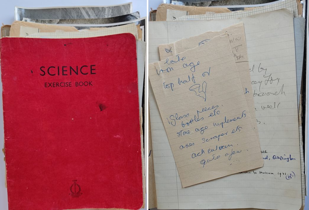 The notebook donated by one of the volunteers, Mrs Saunders, in 1971.  (©Museum of London)